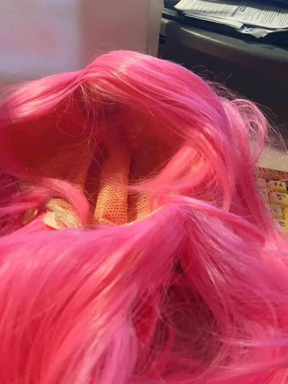NEW BAG ! Women Long Wig 19 Inch Curly Pink